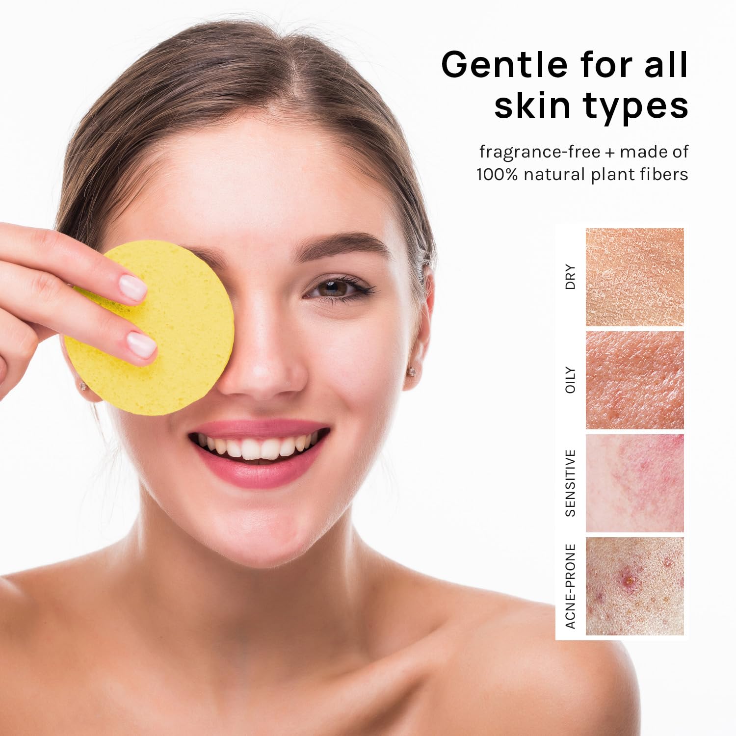 AOA Studio Lot de 50 éponges compressées pour le visage 100 % naturelles pour nettoyage du visage, masque exfoliant, enlever le maquillage, les peaux mortes et la saleté (jaune, 50 pièces)