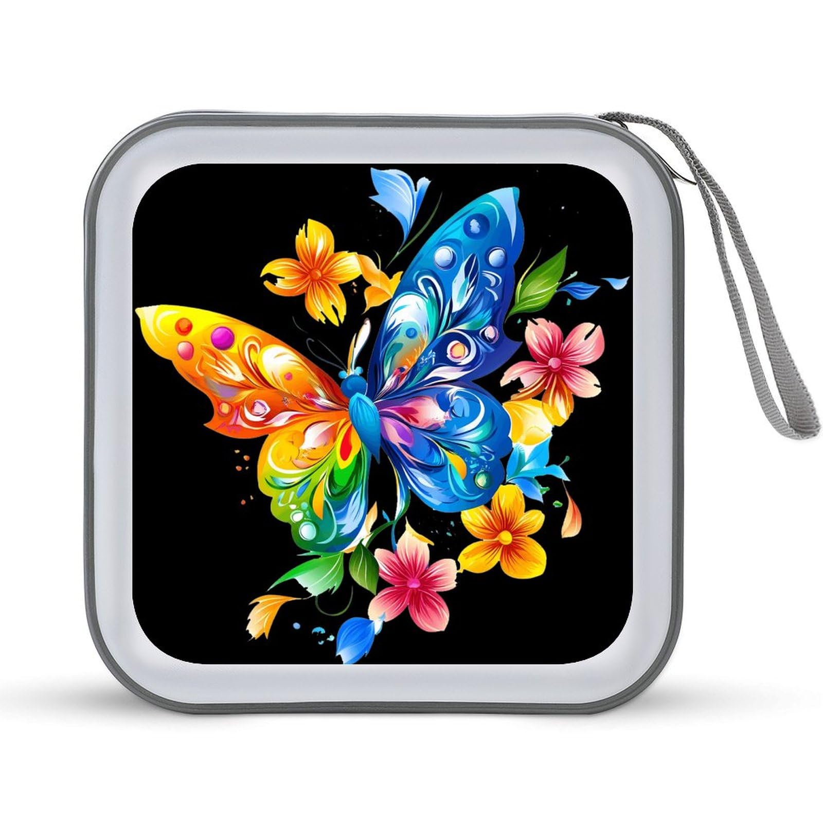 Butterfly Flowers CD Case Plastic DVD Case Holder Wallet Disc Storage Organizer for Car Travel