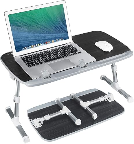 Miniatura 6 de NEARPOW Escritorio para computadora portátil para cama, bandeja ajustable para computadora con piel antideslizante, tapón extraíble, soporte para