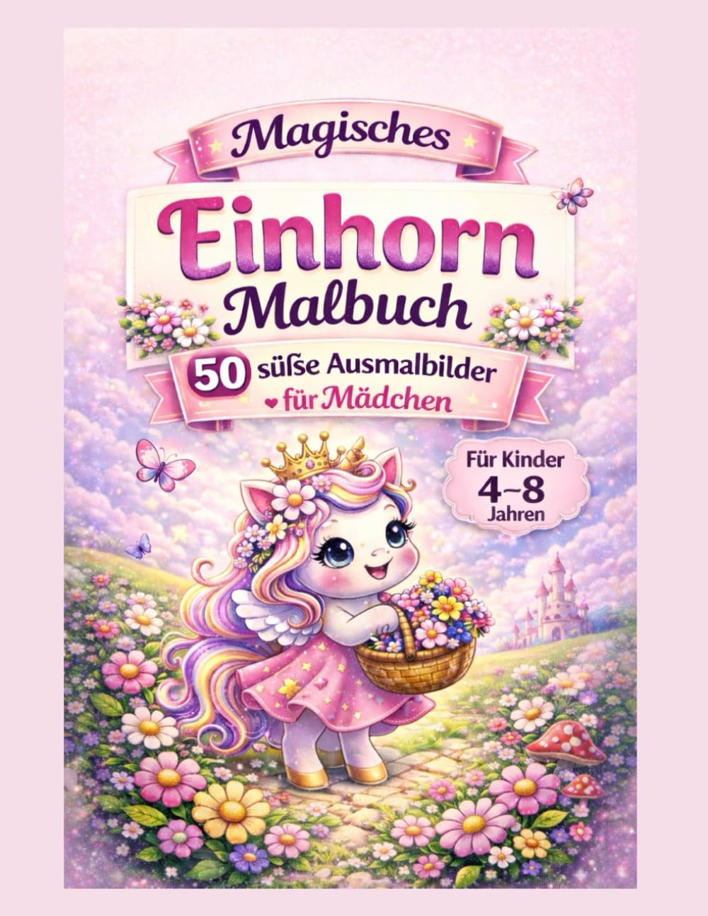 Magisches Einhorn Malbuch für Mädchen: 50 süße Ausmalbilder mit Einhörnern – Kreativer Malspaß für Mädchen | Geschenkidee | Alter 4–8 Jahre