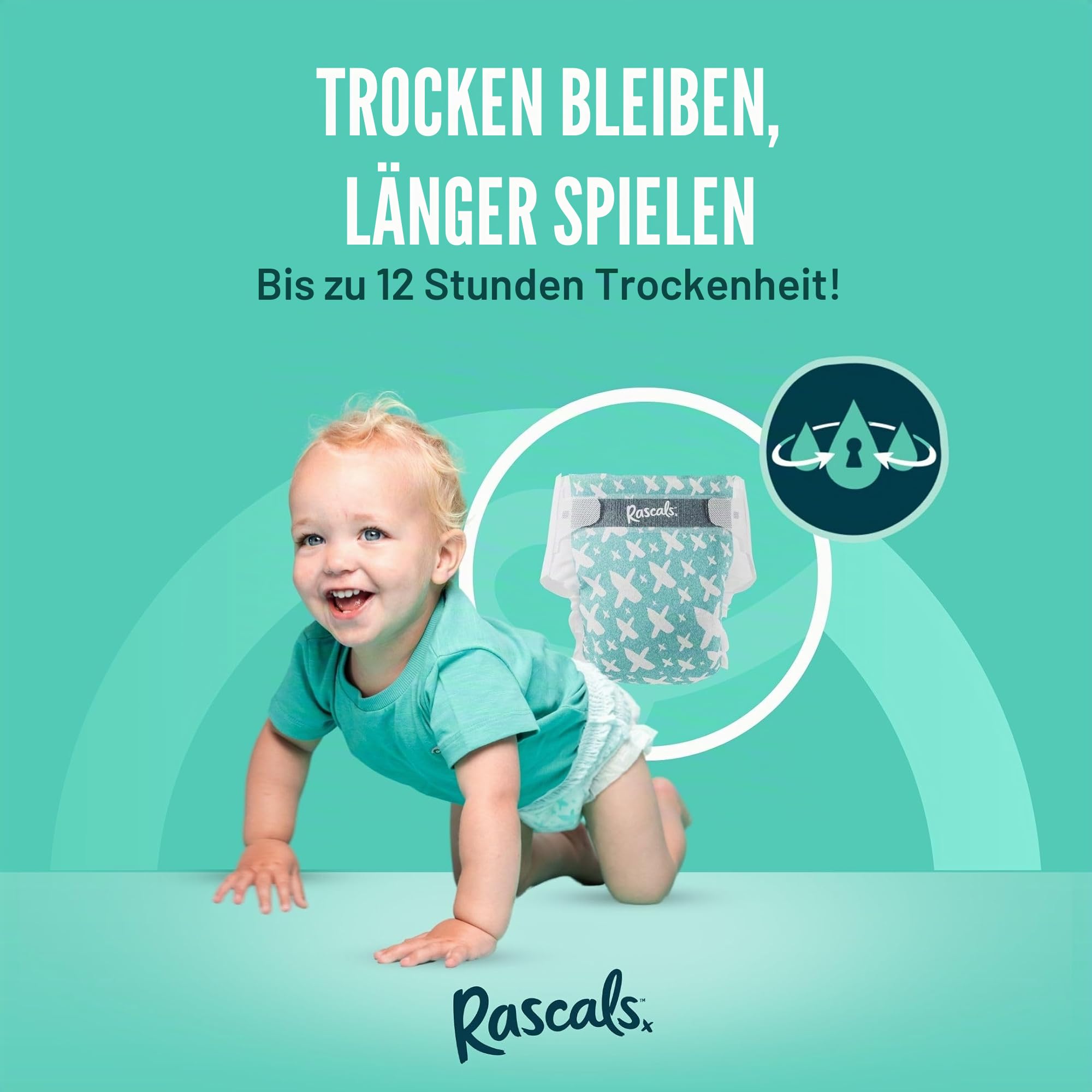 Rascals Premium Trainings-Baby-Windelhose – einfaches Pull-Up-Design, weiche und bequeme Windelhose, Größe 6, Ultra Flex 360 Bund, 15–20 kg, 46 Stück