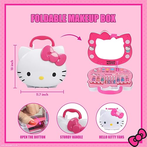 Miniatura 5 de Hello Kitty Face Light-Up Makeup Vanity Set for Girls, Includes Nail, Eye and Lip Accessories, Perfect Birthday and Holiday Gift, AA Batteries Not