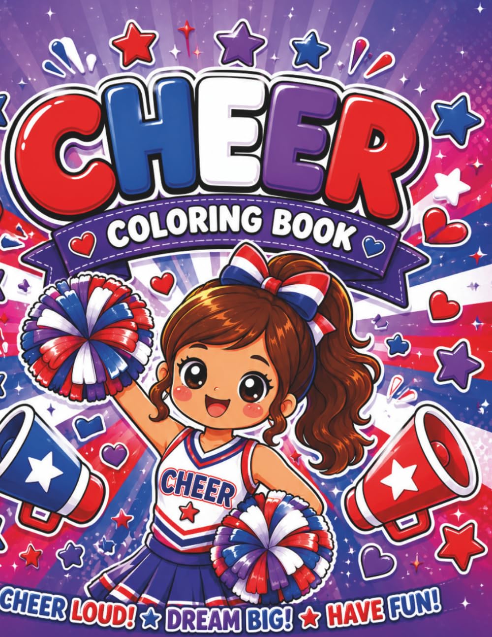 Cheer Coloring Book: Cute & Easy Cheerleader Coloring Pages for Kids, Tweens & Squishy Fans