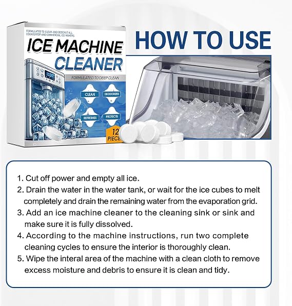 Ice Machine Cleaner Maker Descaler - 24 Clean Tablets for Ice Machine - Compatible with Opal, Kitchenaid, Helps Remove Hard Water and Mineral Buildup for Great-Tasting Ice