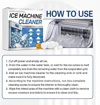 Ice Machine Cleaner Maker Descaler - 24 Clean Tablets for Ice Machine - Compatible with Opal, Kitchenaid, Helps Remove Hard Water and Mineral Buildup for Great-Tasting Ice