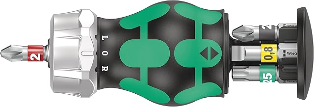 Wera 05008884001 Kraftform Kompakt Stubby Magazine RA 2, Stubby Ratchet Screwdriver with Bit Magazine, 6 Pieces