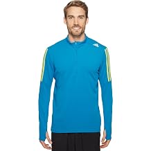 adidas Men's Running Response Long Sleeve Zip Tee, Unity Blue/Shock Slime, Small