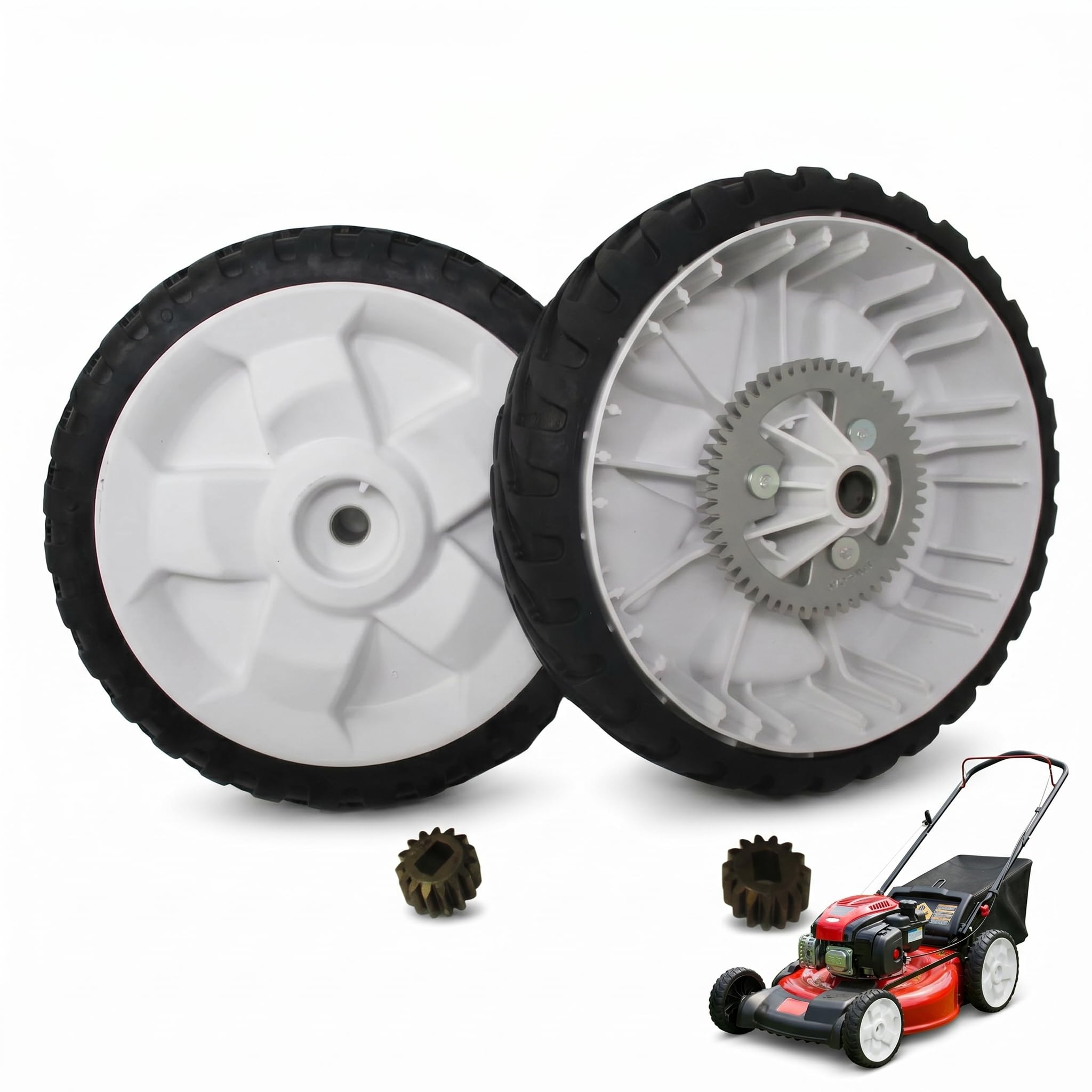 Kit de piñón y rueda de cortacésped de repuesto para modelos Toro 20332, 20333, 20334, 20337, 20338, 20372-20374, 20955-20958, 20332C, 20337HD — Rueda de 8 pulgadas, compatible con OEM, Pieza de