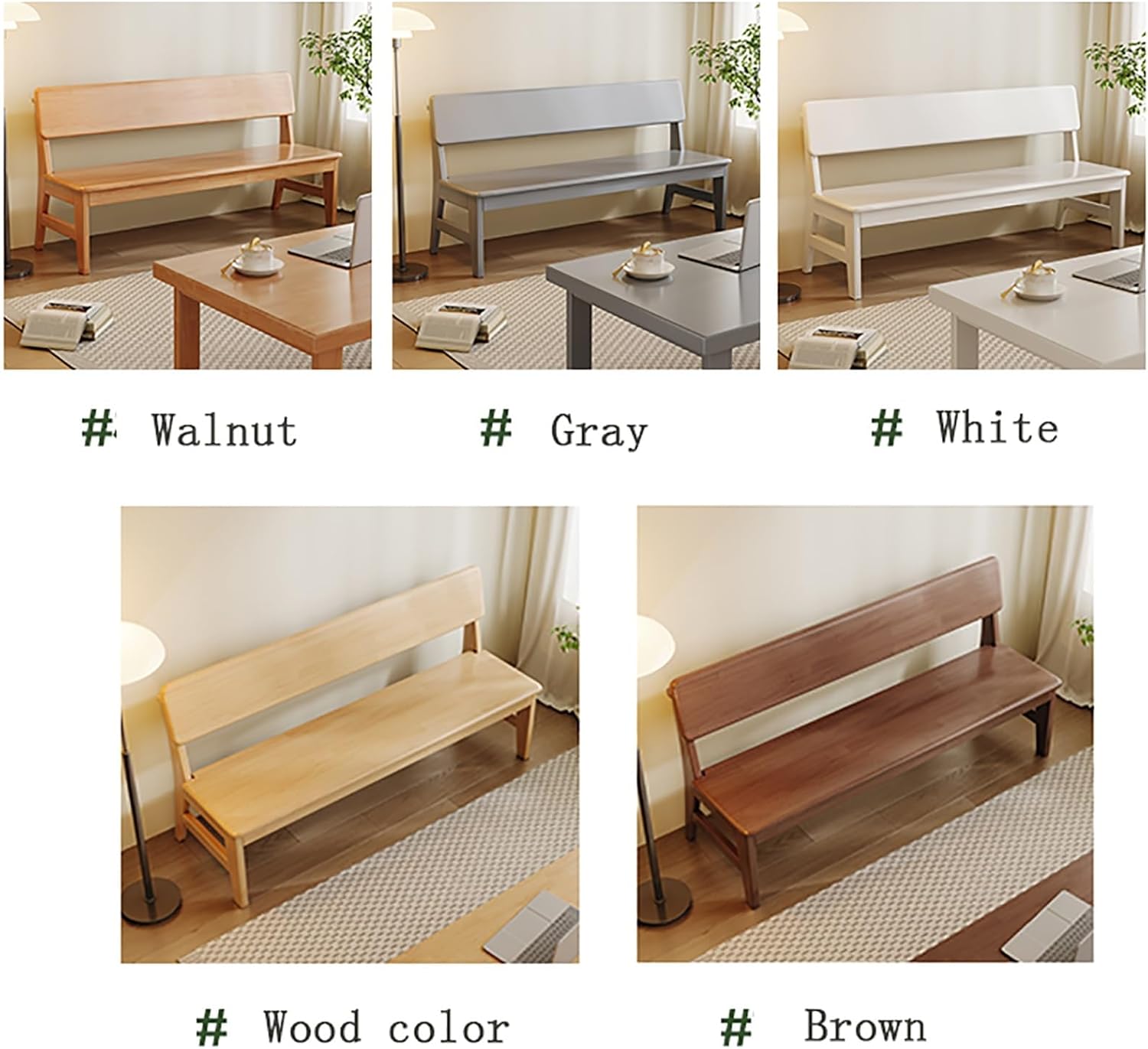 Dining Bench with Armrest Solid Wood Entryway Bench Storage Bench Seat Rustic Farmhouse Wooden Garden Bench for Patio Park Hallway Bedroom Living Bed Mud Room Indoor Outdoor(Beige,140*45*86cm)