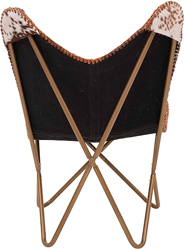 Miniatura 8 de Shy Shy Let’s Touch The Sky Home Decor Genuine Goat Leather Butterfly Arm Chair with Black/Brown White Hair on Cowhide Accent Chair (White and Brown