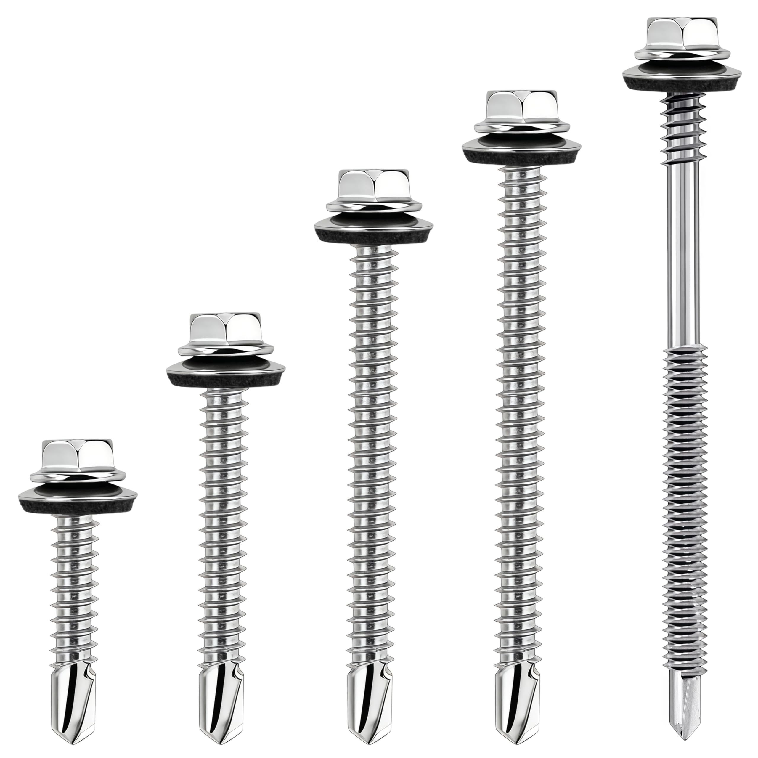 Tornillos Autoperforantes para Tejado y Chapa 5,5x90 mm, Inox 304, 100 Pcs