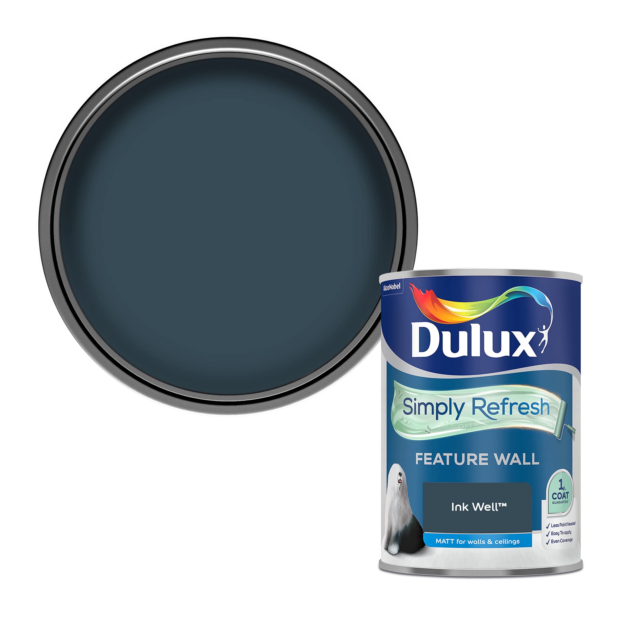 Dulux Simply Refresh Feature Wall Matt Emulsion Paint, 5569242, Ink Well - 1.25 L