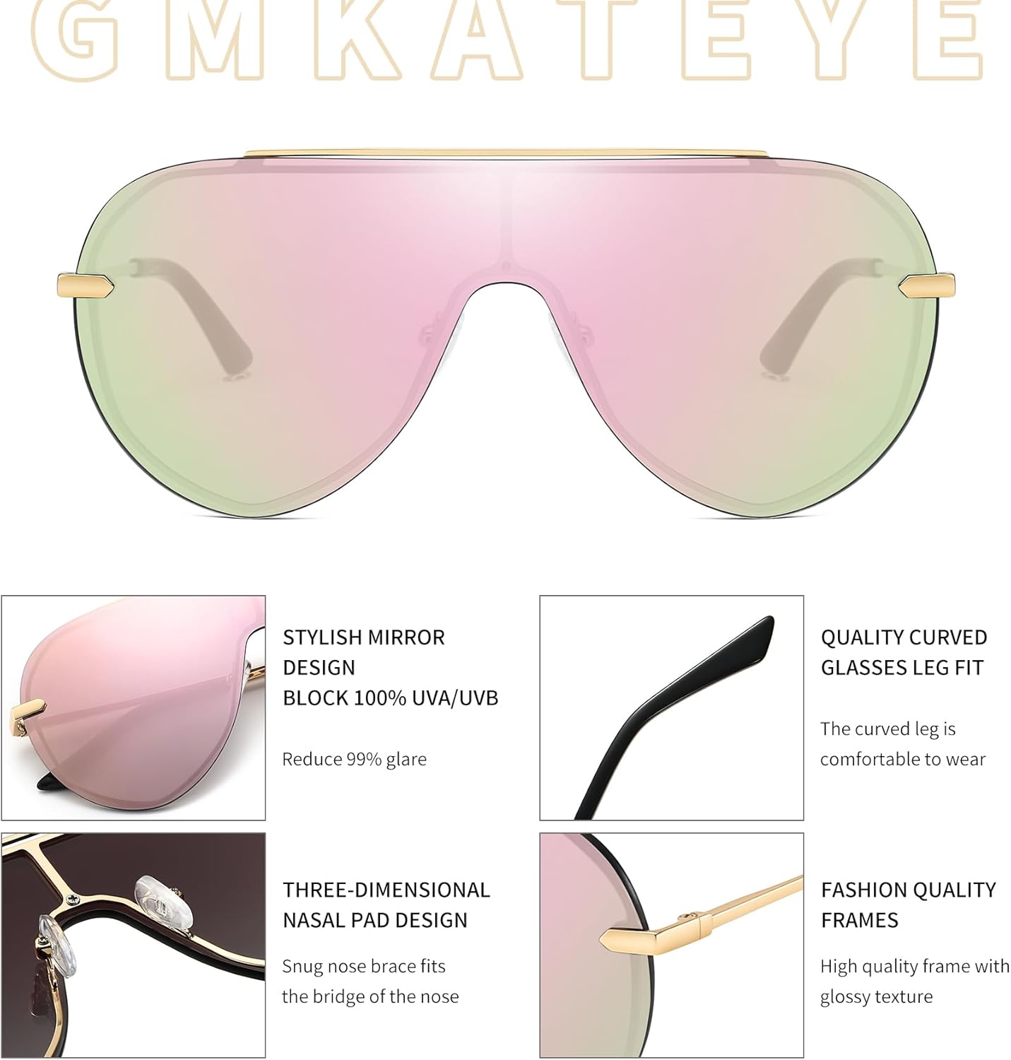 Chic Oversized Shield Sunglasses Womens Trendy, Designer Stylish UV Protection Sun Glasses Large Frame Shades - Image 6