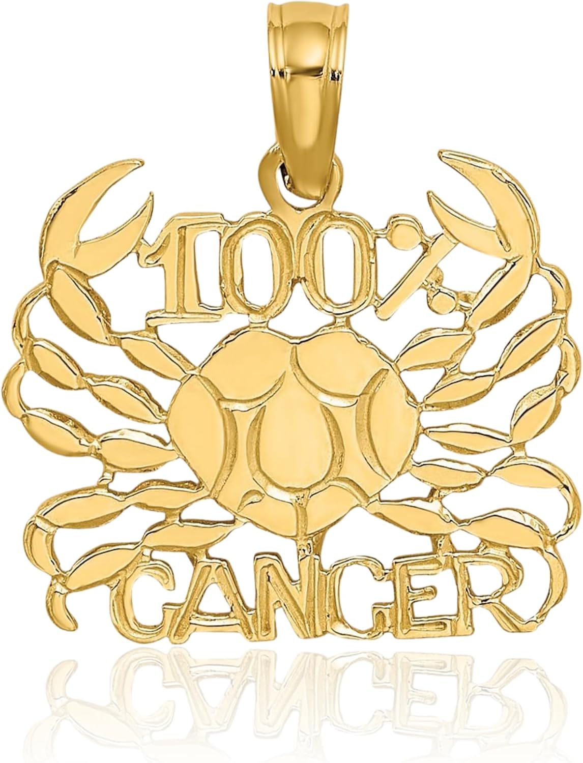 IceCarats 10K Solid Yellow Gold Small Cancer Zodiac Pendant Necklace 16.95mm 5/8 inch Polished, Textured For Her