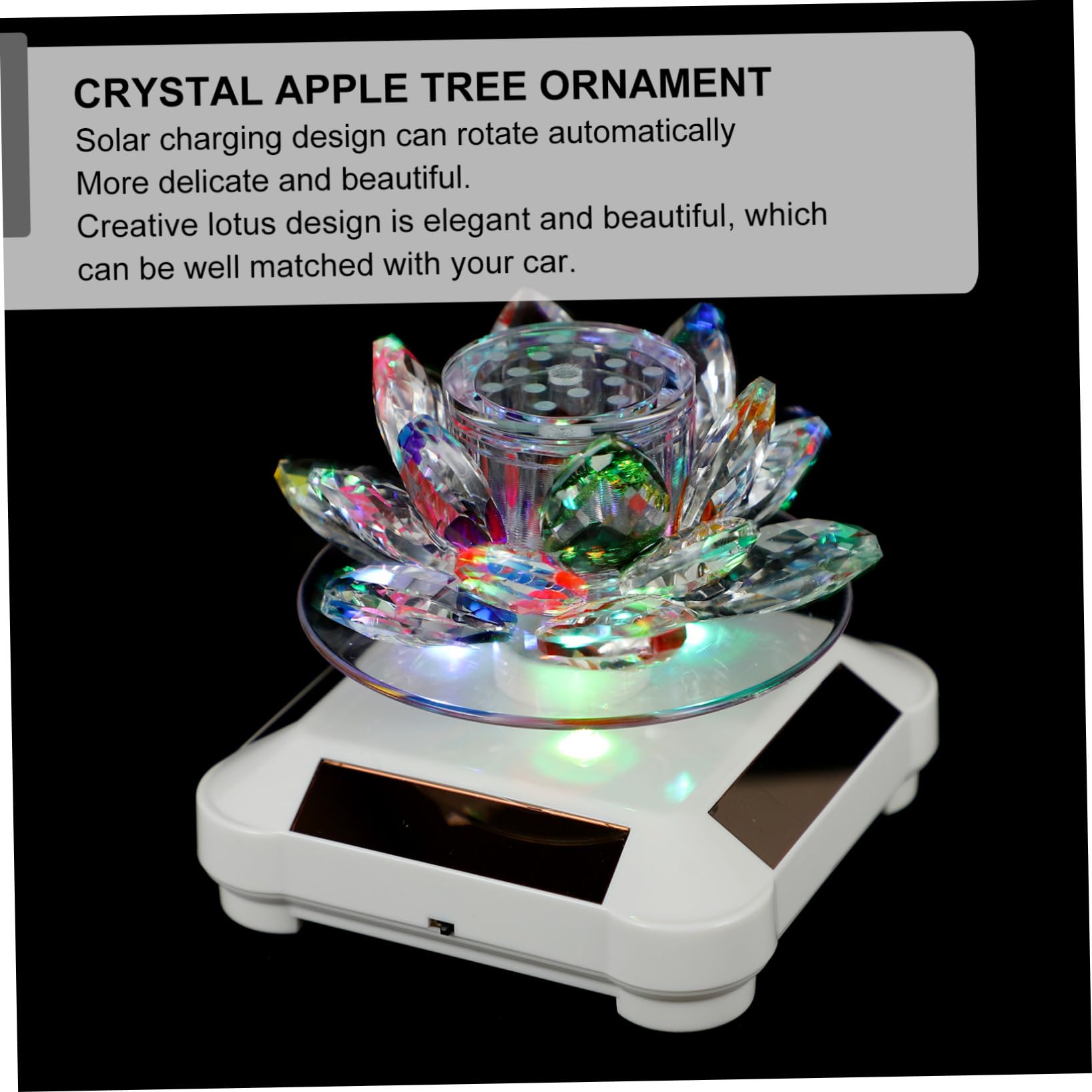 Adorno para Coche Difusor de Aromaterapia y Carga Solar, Decoración Elegante de Loto de Cristal y Plástico para Interior del Automóvil Varios estilos