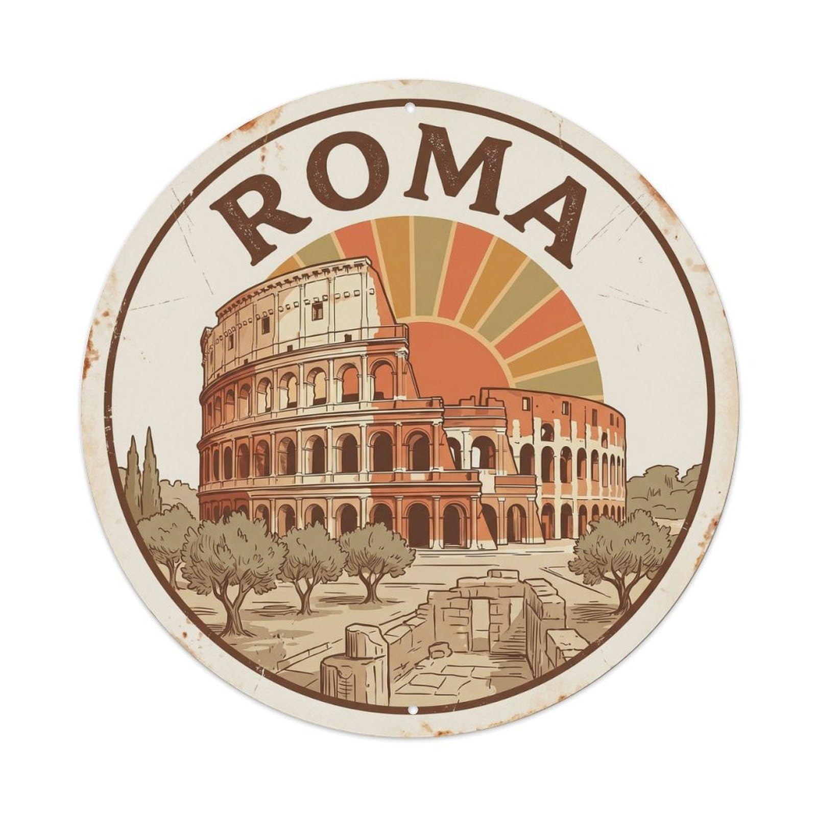 Vintage Travel Colosseum Rome Journey 3 Metal Tin Sign Plaque