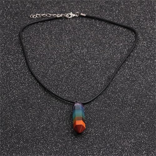 Miniatura 3 de 3 piezas de cristal curativo natural fluorita arco iris colgantes de doble punta collar de cuarzo de cristal natural 6 varitas de cristal de chakras