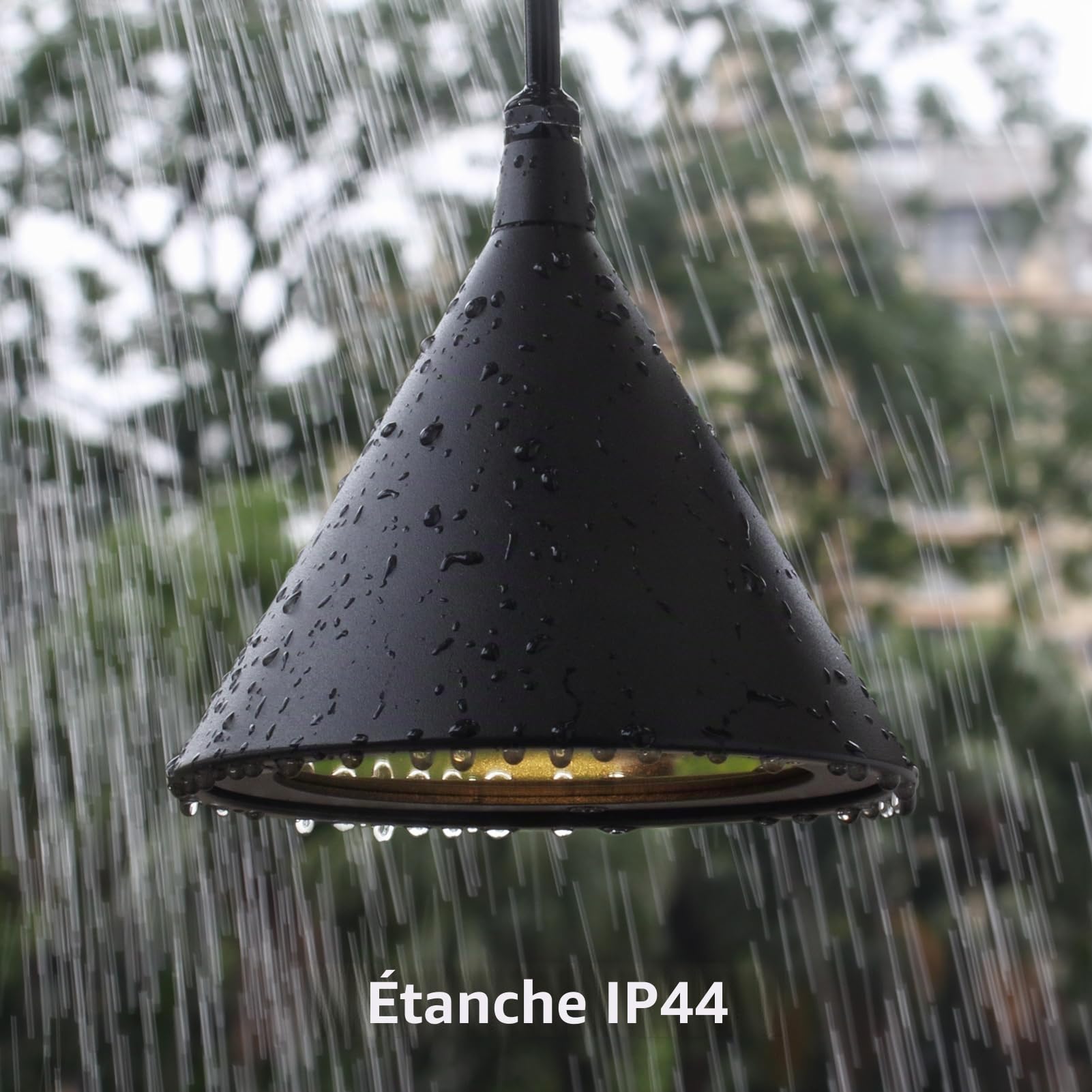 DAWALIGHT Suspension Luminaire GU10 IP44 Étanche Lustre Plafonnier LED 5W Blanc chaud Lampe Suspendue Extérieure pour Salon Chambre Cuisine Restaurant Bar Couloir, Aluminium, Noir