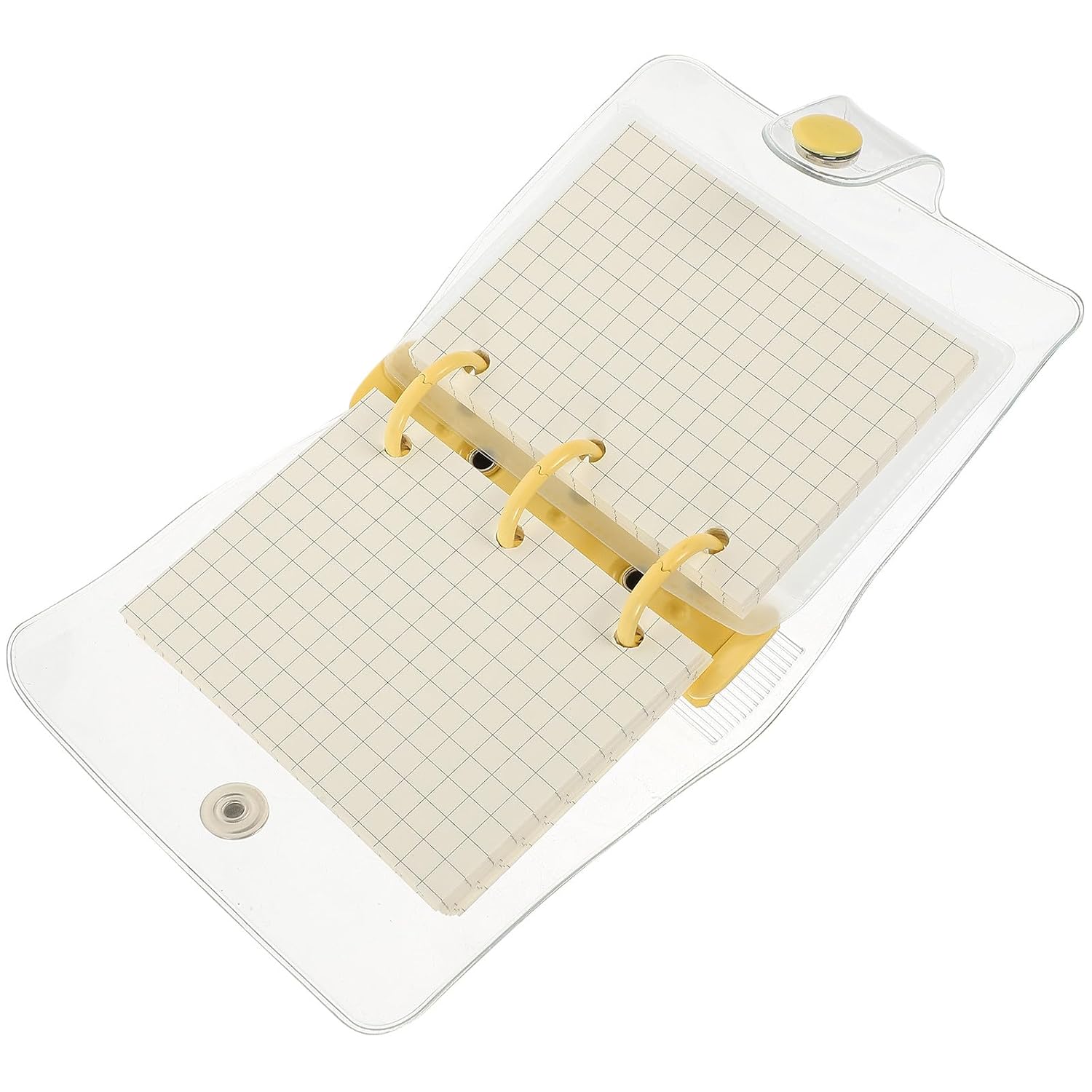 OFFSCH Cover Mini 3-ring Loose-leaf Notebook, Small Portable Binder with Yellow Clips, Multi-function Pocket Notepad for Students and Journaling