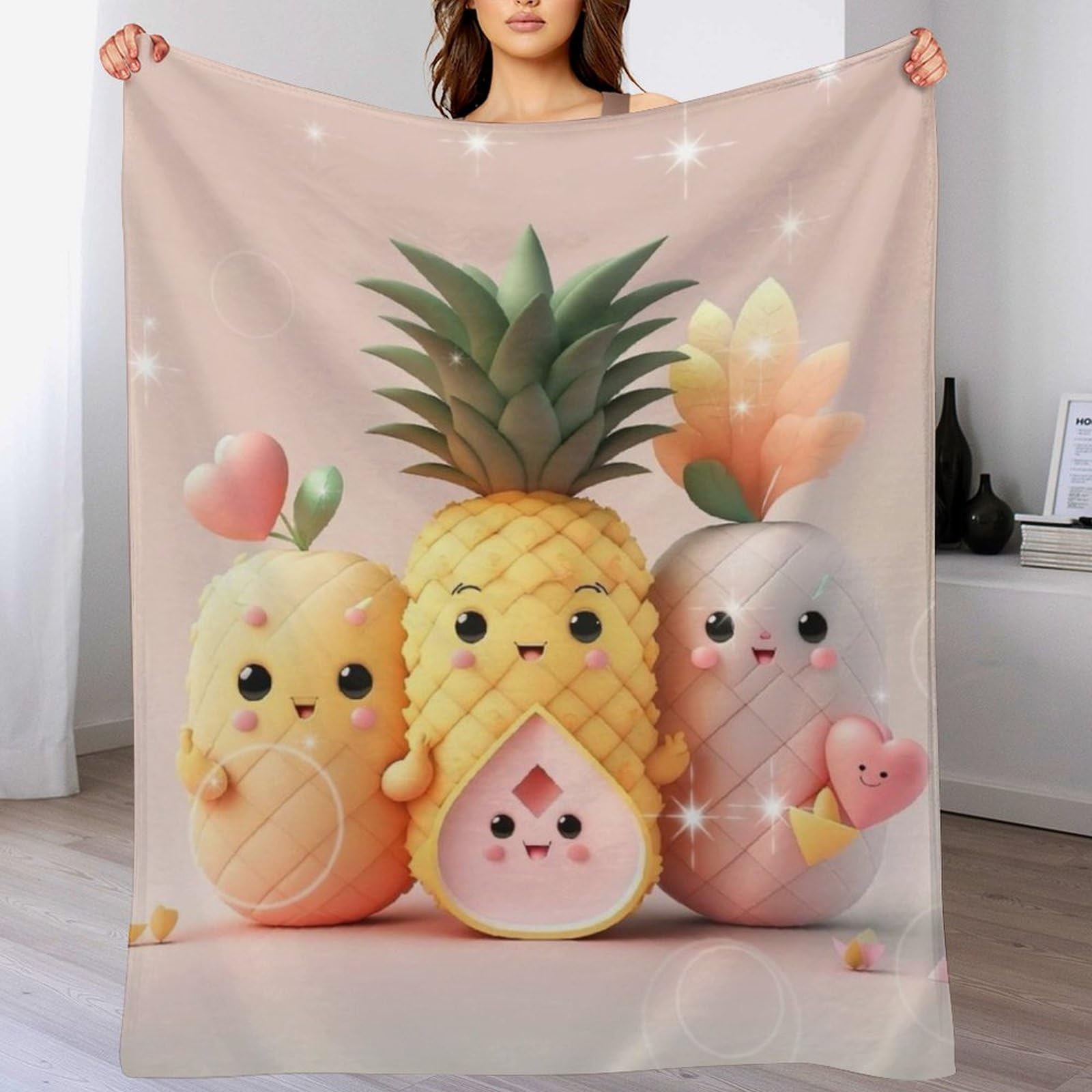 Couverture flanelle supérieure douce 140x180cm plaid ananas aux finitions soignées