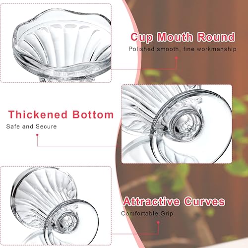 Miniatura 6 de kanpura Juego de 2 cuencos de helado Art Deco de 5 onzas, fondo más grueso, apto para congelador, apto para lavavajillas, elegante diseño de