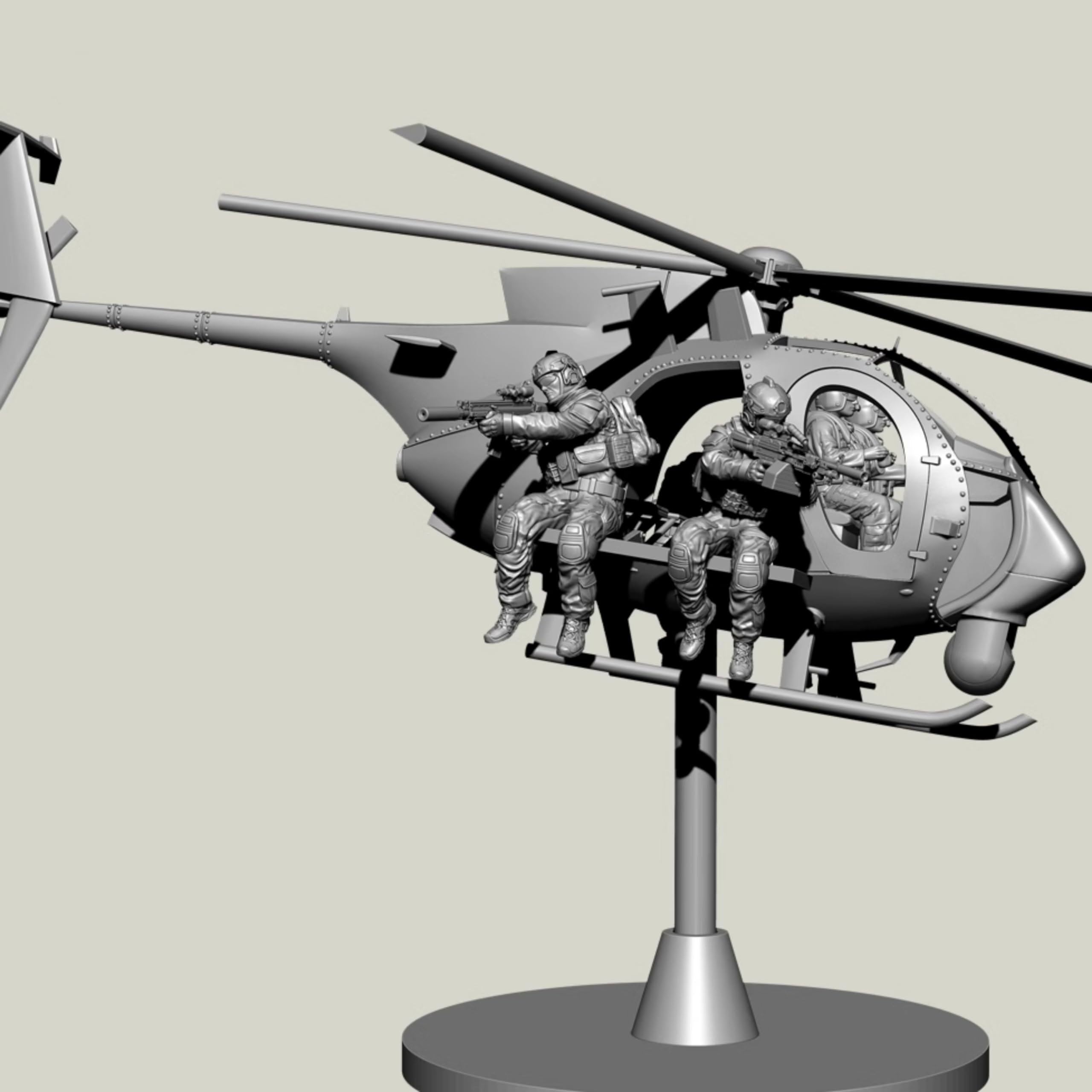 1/35) Kit de modelismo de Resina de Soldado de Comando Estadounidense sin Pintar y sin Montar (6 Personas + con helicóptero) (Cg6B-1)
