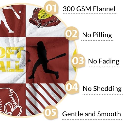 Miniatura 10 de Manta de sóftbol para niñas, tamaño de manta de 50 x 60 pulgadas, suave, mullida, acogedora, para regalo, manta negra linda para sofá, sala de estar