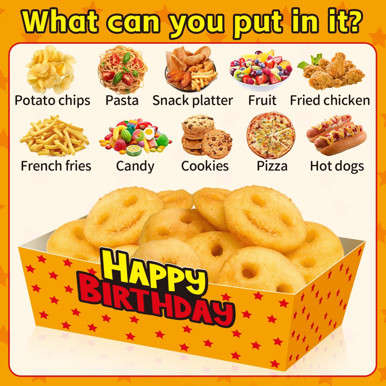 25Pcs Anime Disposable Paper Food Trays for Yellow and Red Stars Theme Birthday Party Supplies Baby Shower Decorations