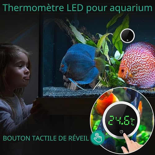 ORIA Digital Aquarium Thermometer, Stick-On LED Display, Celsius Only - 3