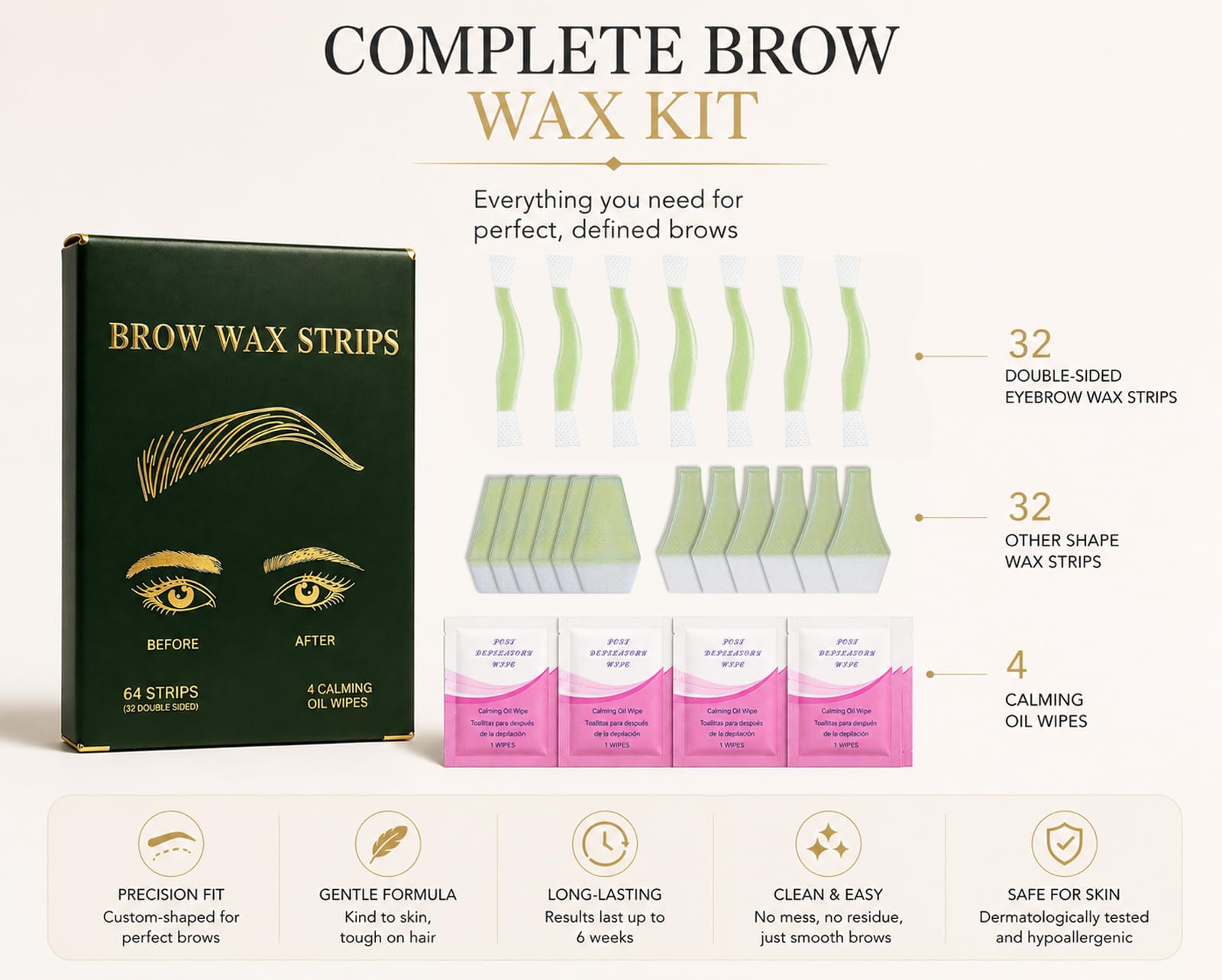 Eyebrow Wax Strips - Hair Removal Kit -7 Eyebrow Wax Strips - Hair Removal Kit -7