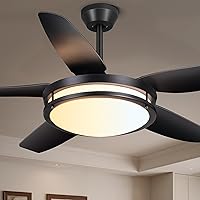 Ohniyou 48-Inch Fandelier Ceiling Fan with Light & Remote - Black Modern Quiet LED Fan for Kitchen Patio Living Room