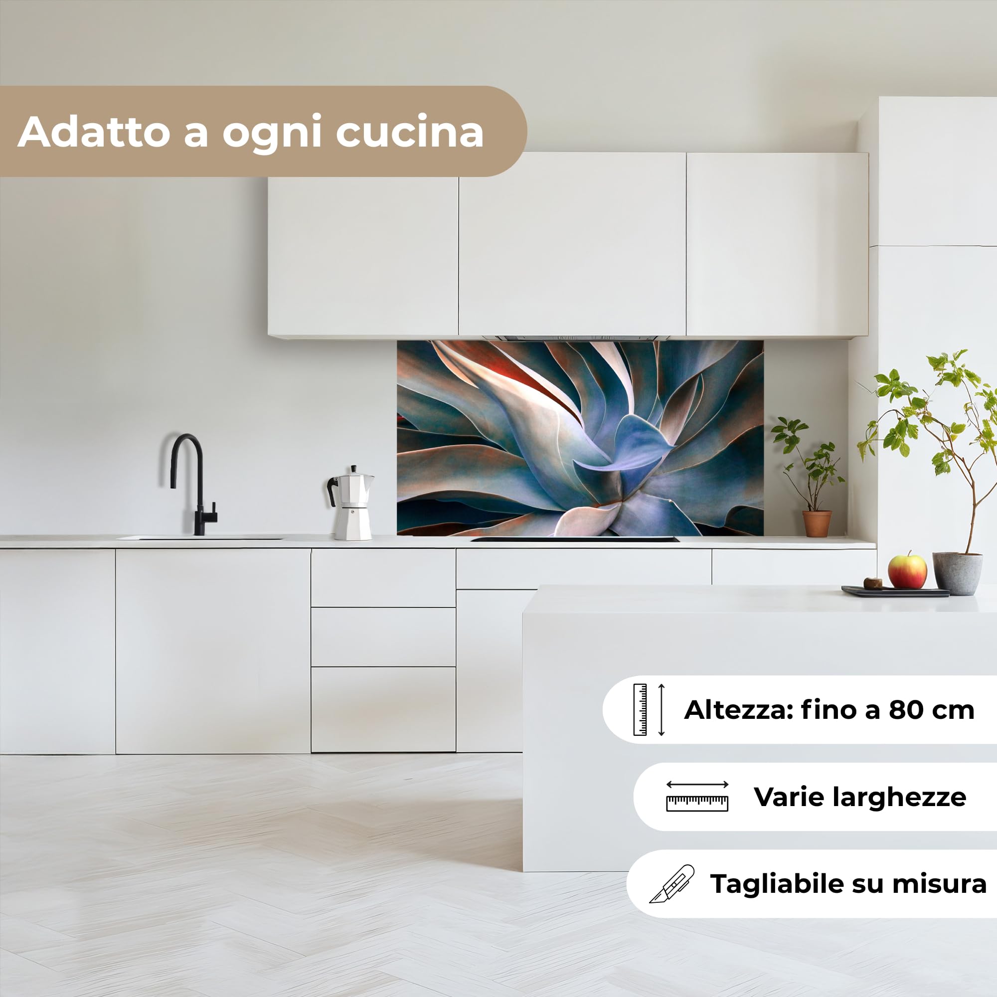 KitchenYeah© Paraschizzi Cucina Adesivo 80x150 cm Pannello Parete per Paraspruzzi Adesivi Muro Foglie - Natura Morta - Blu