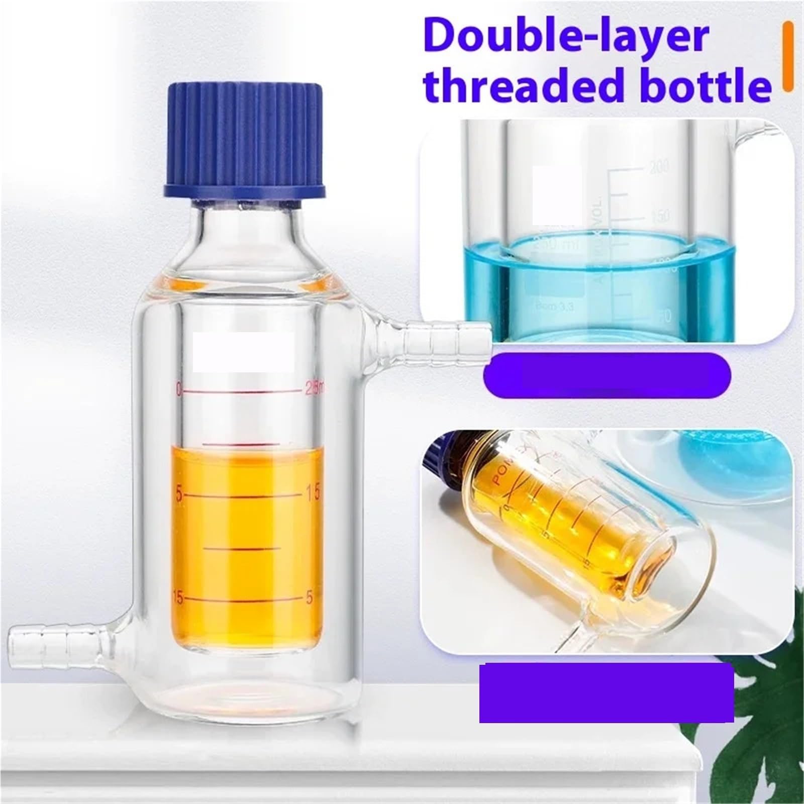 GL25/32/45/80 Reagenzflasche mit Doppelschichtmantel, Borosilikatglas 3.3, Reagenzflasche mit Spiralöffnung(25ML GL25)