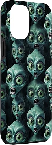 Miniatura 3 de iPhone 14 Pro Max Trippy Green Cool Alien Funny Party Faces Outer Space Aliens Case