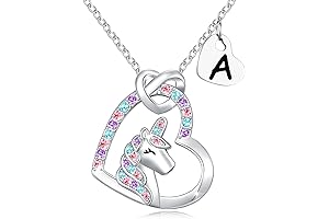 Elegant Silver Unicorn Letter Initial Necklaces for Girls, Birthday Christmas Valentine's Day Gifts