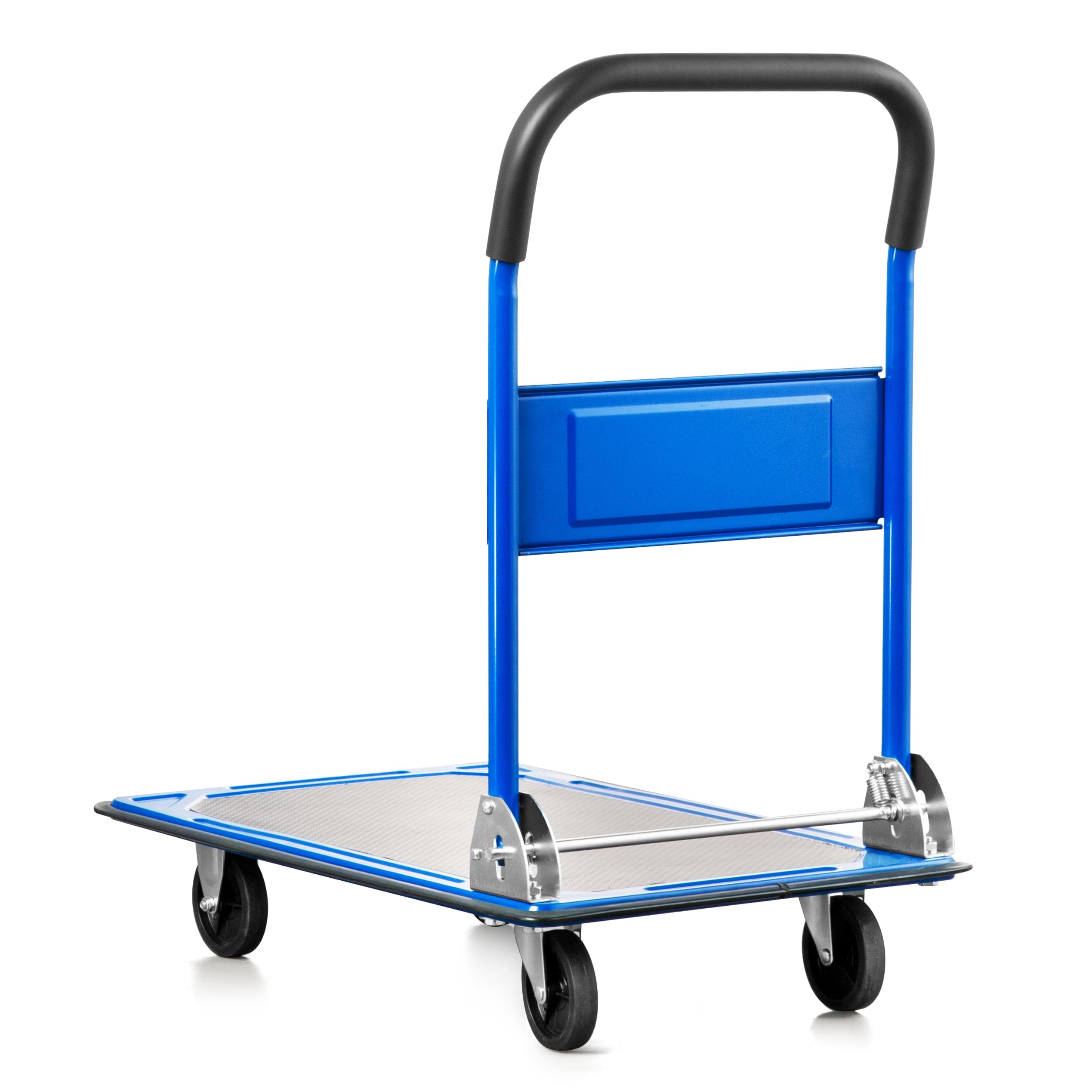 Pallit - Carretilla de transporte plegable en azul, 150 kg de capacidad de carga, carrito portaequipajes con plataforma, revestimiento antideslizante, ayuda al transporte, carretilla manual