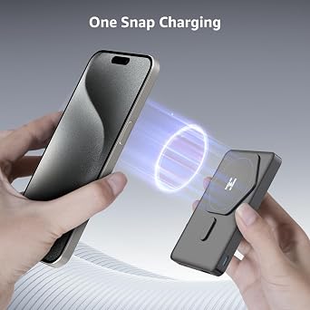 SIXTHGU Magnetic Power Bank for Magsafe, 10000mAh Wireless Portable Charger, 22.5W Fast Charging, PowerMag for iPhone 17/16/15/14/13/12 Pro/Pro Max/Plus/Mini, Titanium