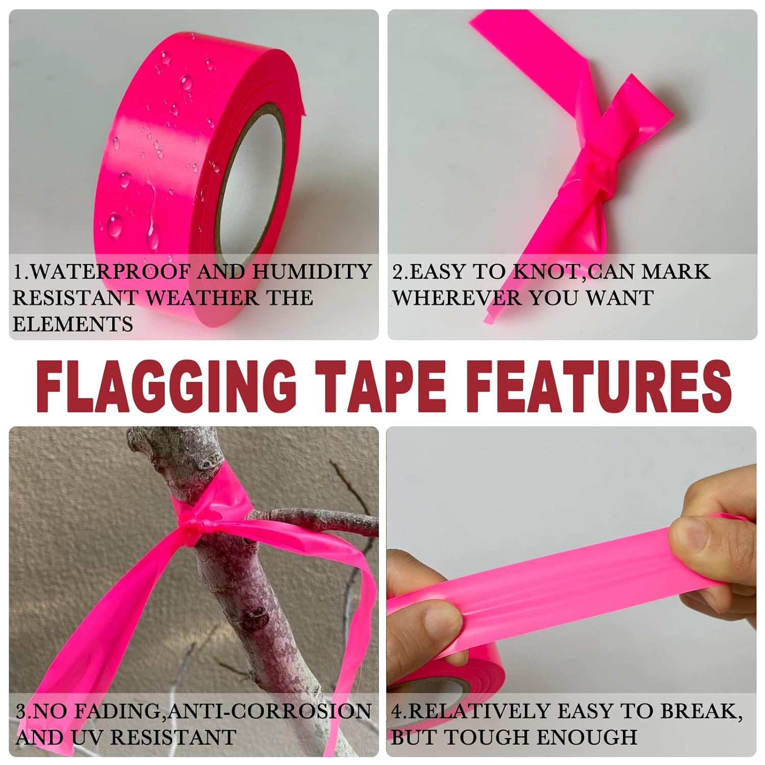 GEYYANG 16 Pack Flagging Tape Assorted Colors, Non-Adhesive Plastic Ribbon Tree Marking Tape, for Following a Game Trail, Surveying Property or Marking an Area, 3.35 Mil Thick,1" x 100ft