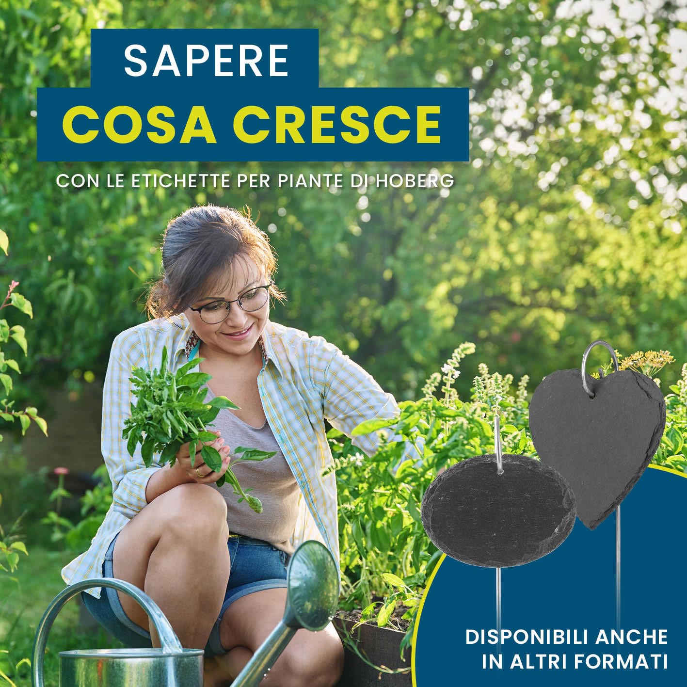 Hoberg Etichette per piante in ardesia - Set di 10 | Resistenti alle intemperie, riutilizzabili | Etichettatura di piante & erbe | Con punte in acciaio per il terreno | 10 x 7 x 0,5 cm [Angolare]