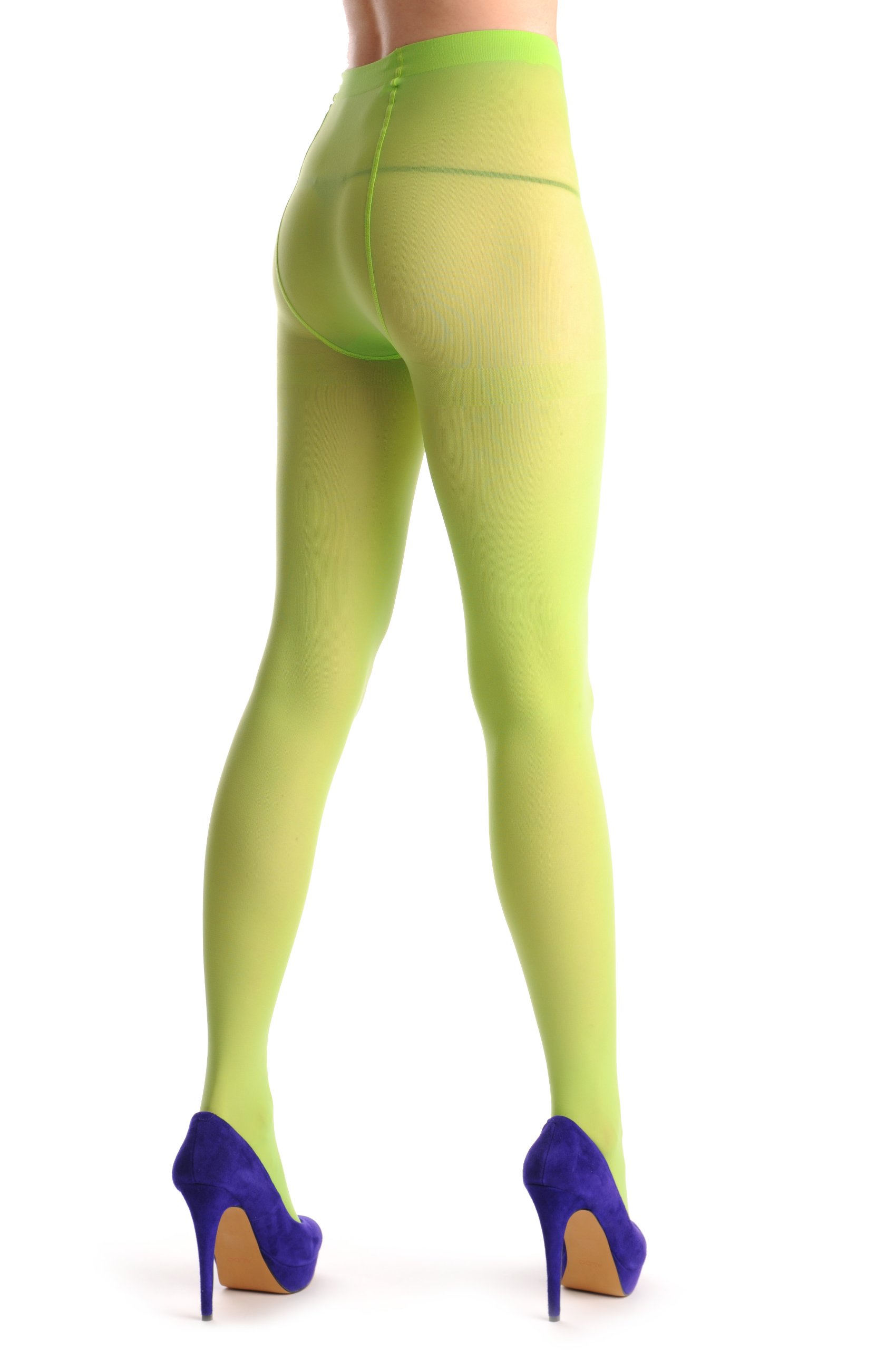 LissKiss Lime Green Plain Luxury Quality 40 Denier - Green Plain Designer Opaque Tights