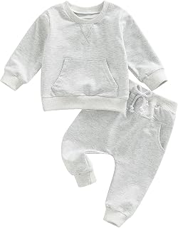 Mubineo Infant Baby Boy Girl Fall Winter Sweatshirt Pant Outfits Toddler Long Sleeve Tops Clothes Set