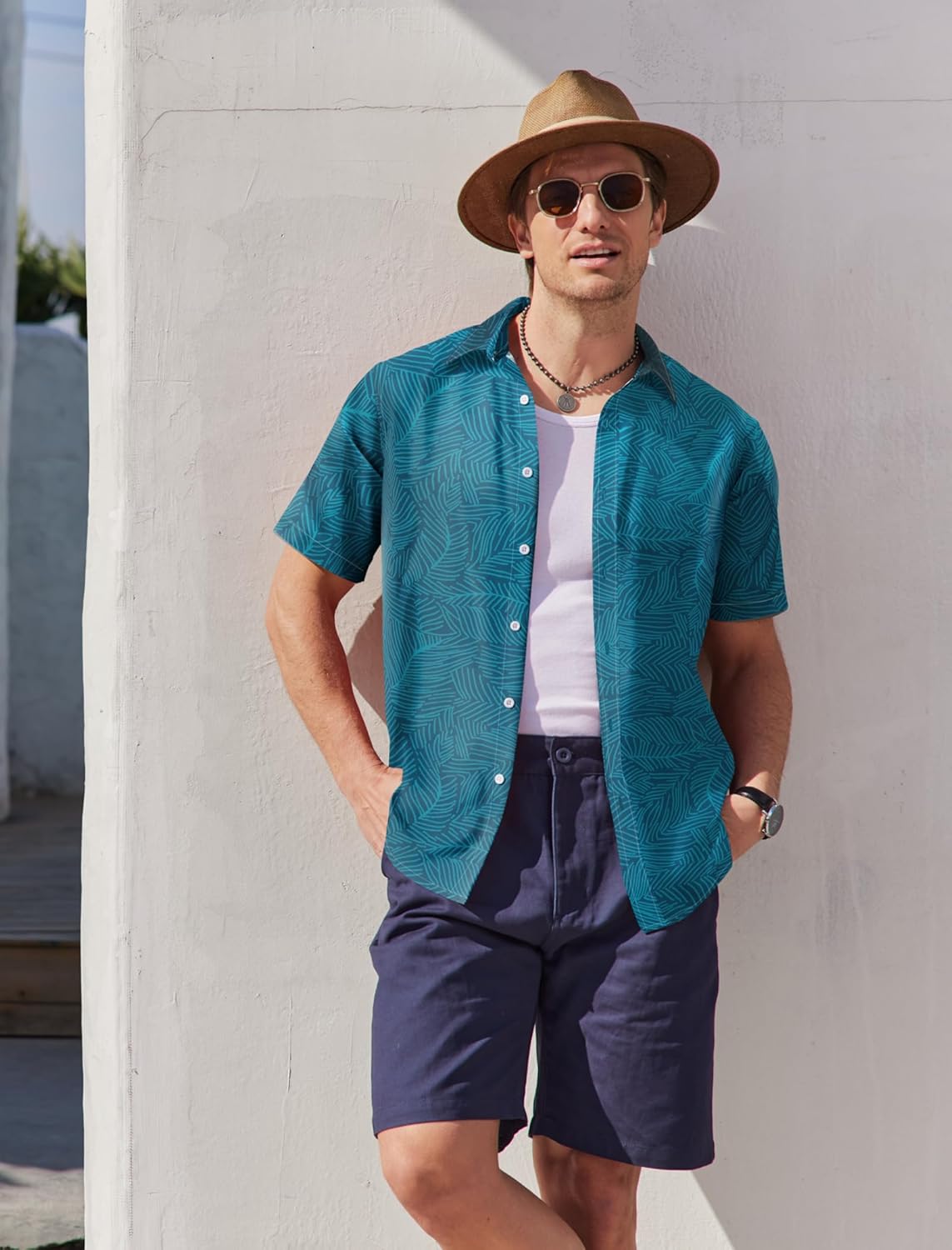 COOFANDY Mens Hawaiian Shirts Short Sleeve Button Down Aloha Shirt Casual Beach Clothes - Image 8