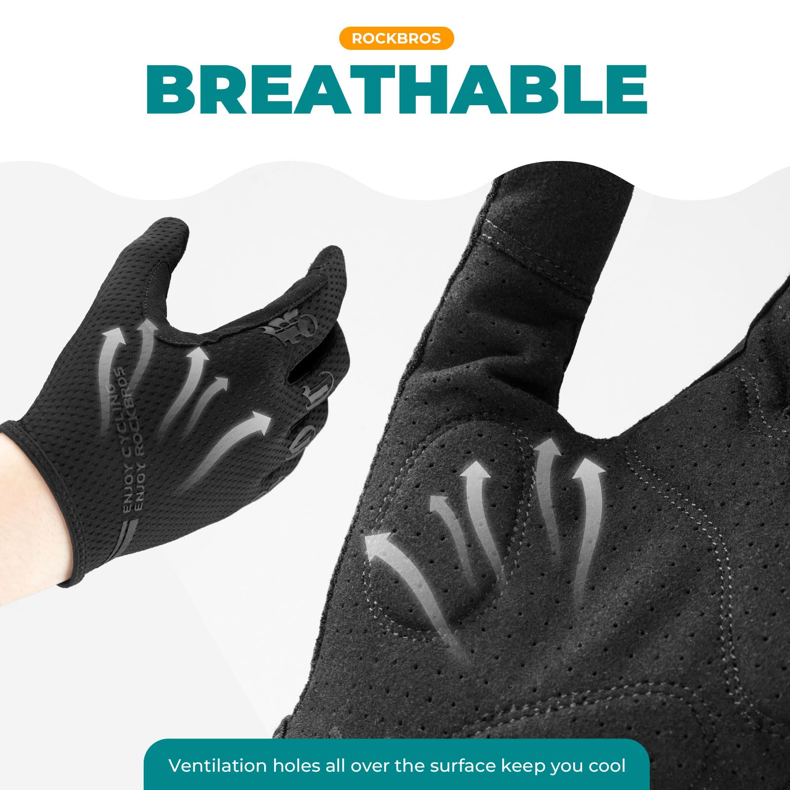 ROCKBROS Guantes Ciclismo Hombre Guantes MTB Dedo Completo Primavera Verano Guantes Deportivos Transpirable para Deporte Bicicleta Montaña Carretera