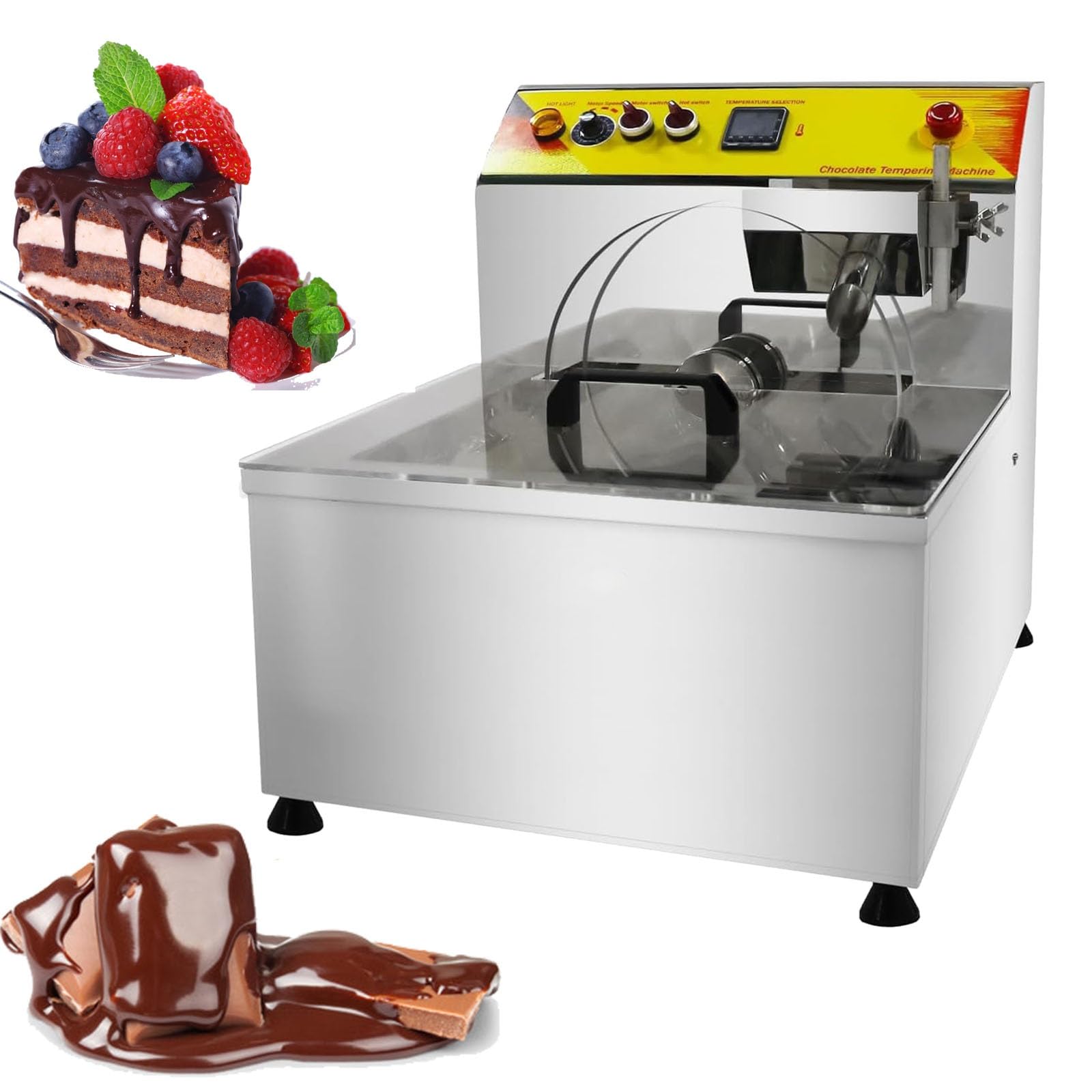 Machines à chocolat à fondre en acier inoxydable, machine à fondre et à tremper, 12,4 L, pour chocolat chaud, fonction vibration, capacité de 8 kg