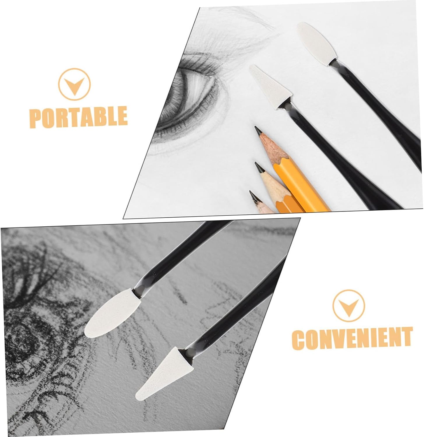 HAKIDZEL Blending Stumps Art Sketch Wipe Tool with Sandpaper Pencil Sharpener Sponge Pads for Drawing Ergonomic Grip Portable Lightweight Artist Sketching Supplies for Painting and Crafts