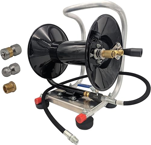 Ultimate Washer Sewer Jetter Hose Reel Kit for 150 FT 1/4" Hose, 4000 PSI