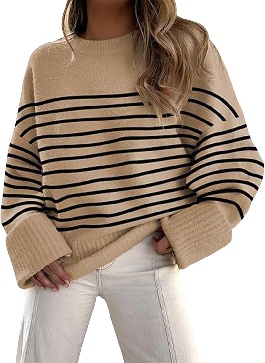 Women's 2025 New Fall Winter Oversized Sweaters Casual Crewneck Pullover Long Sleeve Fuzzy Chunky Knit Tops Blouse