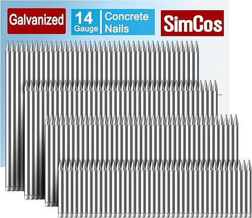 Clavos de hormigón T de calibre 14 (1 pulgada, 1-12 pulgadas, 2 pulgadas, 2-12 pulgadas) 960 uñas de pistola de hormigón de 14 GA surtidos y