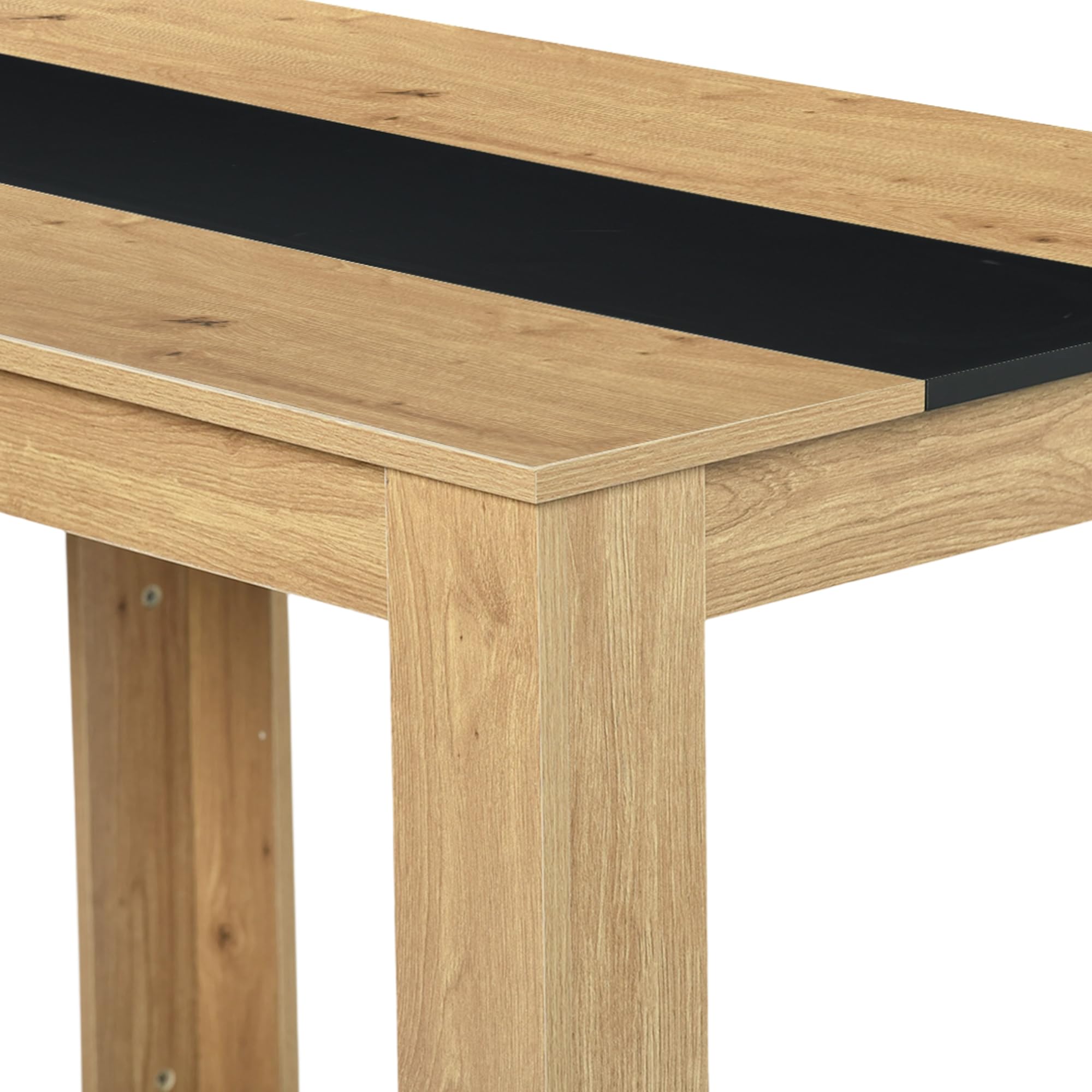 Ensemble Table à Manger Rectangulaire 110 cm avec 4 Chaises, Similicuir Gris, pour Petit Espace Cuisine Salle à Manger et Salon (Chêne + Gris)