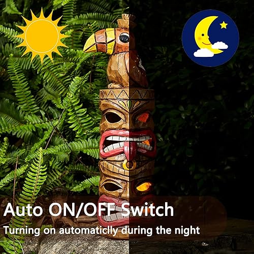 Miniatura 3 de Estatua de Tiki al aire libre, estatua solar de jardín, pájaro carpintero, impermeable, regalos únicos de inauguración de la casa para mujeres,